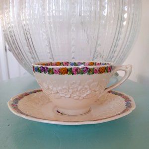 Vintage Crown Ducal Gainsborough England Teacup and Saucer Set, RN749657